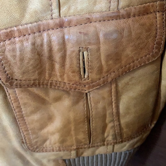 UNISEX RICK CARDONA NEW YORK camel cognac leather jacket, ribbed collar, cuffs. - Picture 8 of 14